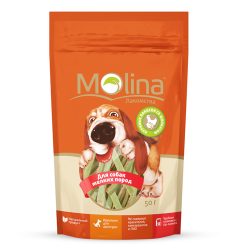 Лакомство для собак мелких пород Molina "Куриные полоски со шпинатом", 50 г