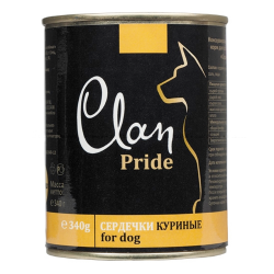 Консервы для собак Clan Pride с куриными сердечками, 340 г