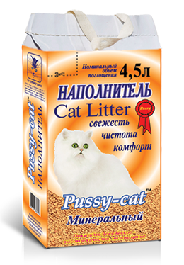 Впитывающий наполнитель для кошек Pussy-Сat Минеральный, 4,5 л