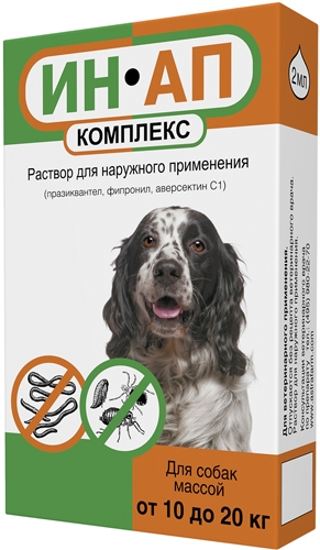 Ин-Ап комплекс капли против экто- и эндопаразитов для собак 10-20 кг, 2 мл