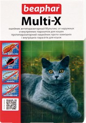 Ошейник от внешних и внутренних паразитов для кошек Beaphar MultiX For Cats, 30 см