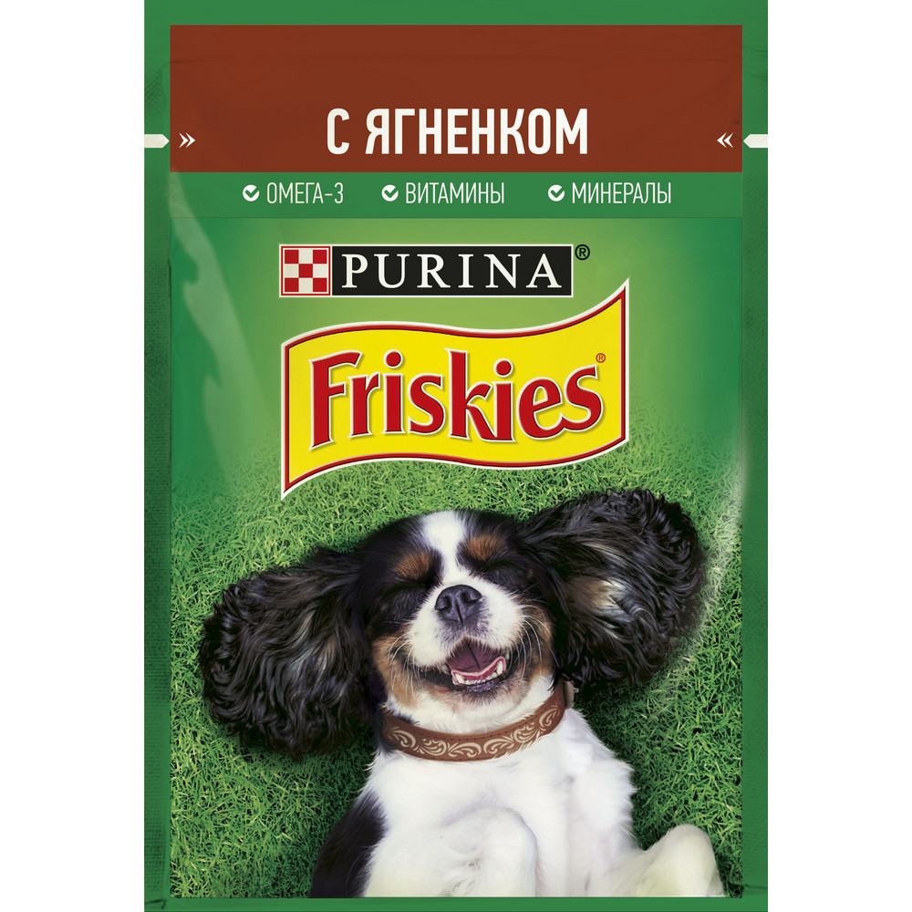 Влажный корм Friskies для взрослых собак, пауч с ягненком 85 г х 26 шт.