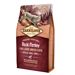 Сухой беззерновой корм для кошек крупных пород Carnilove Duck & Turkey for Large Breed Cats с мясом утки и индейки