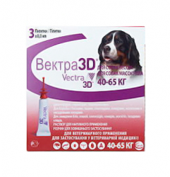 Капли для собак весом 40-65 кг Вектра 3D от клещей, блох, власоедов, комаров 1 пипетка×8 мл