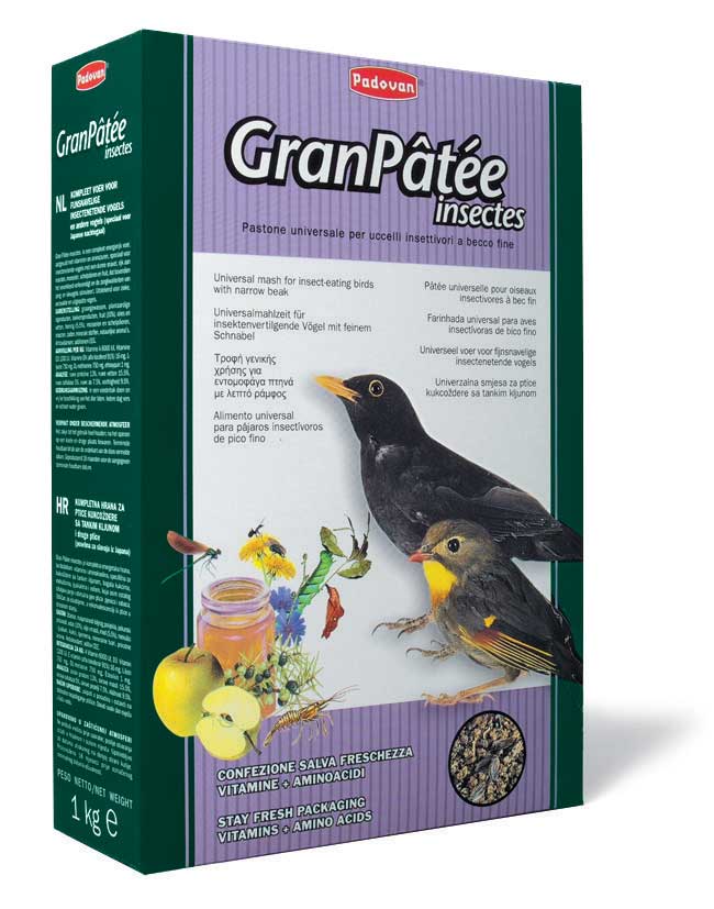 Корм для насекомоядных птиц комплексный с насекомыми Padovan GranPatee Insectes (1 кг)
