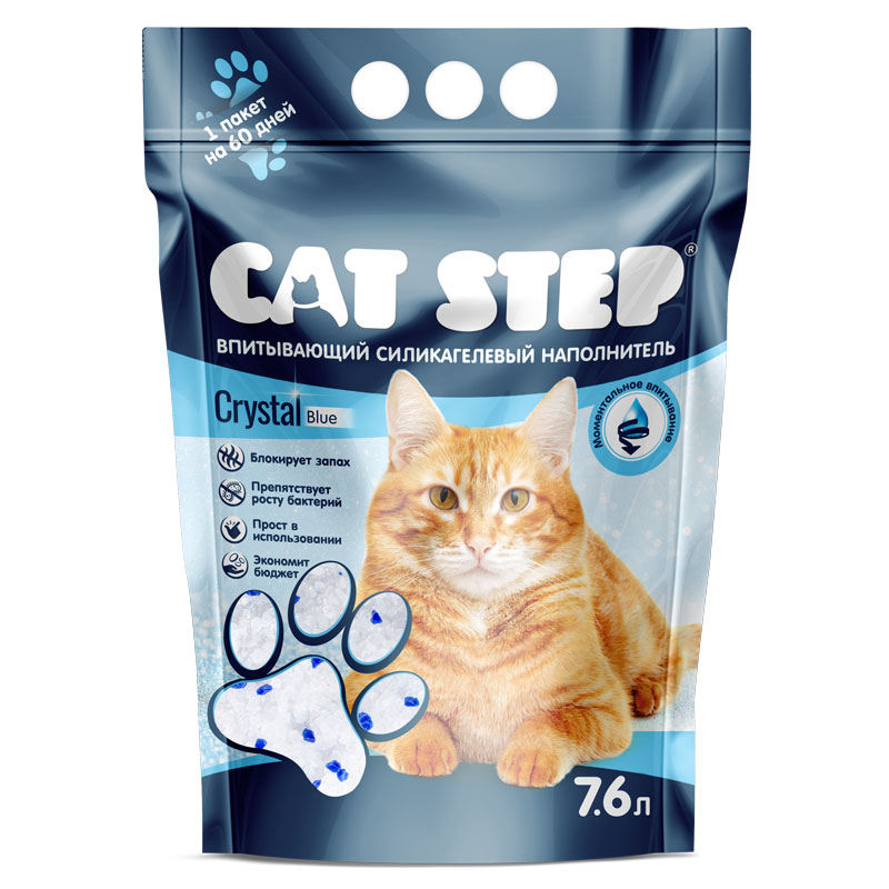 Наполнитель впитывающий силикагелевый Cat Step Arctic Blue для кошек