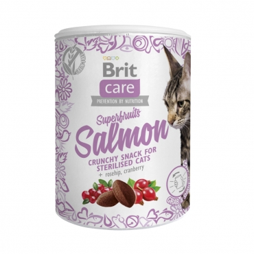 Brit Care Superfruits Salmon Суперфрукты беззерновое лакомство для кастрированных|стерилизованных кошек, лосось 100 г