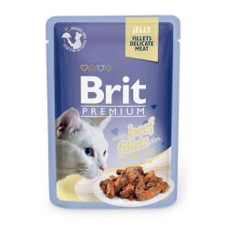 Влажный корм для кошек Brit Premium Кусочки из филе говядины в желе, 85 г х 24 шт.