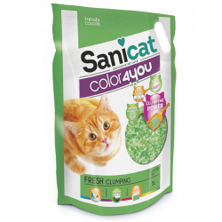 Силикагелевый комкующийся наполнитель для кошачьего туалета Sanicat Color4you Green с ароматом свежести, 5 л