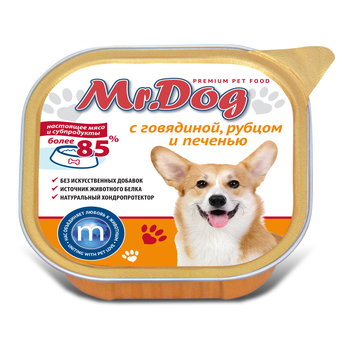 Консервы для собак Mr. Dog C говядиной, рубцом и печенью, ламистр 0,3 кг 