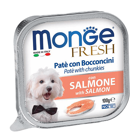 Консервы для взрослых собак Monge Dog Fresh паштет c лососем 0,1 кг