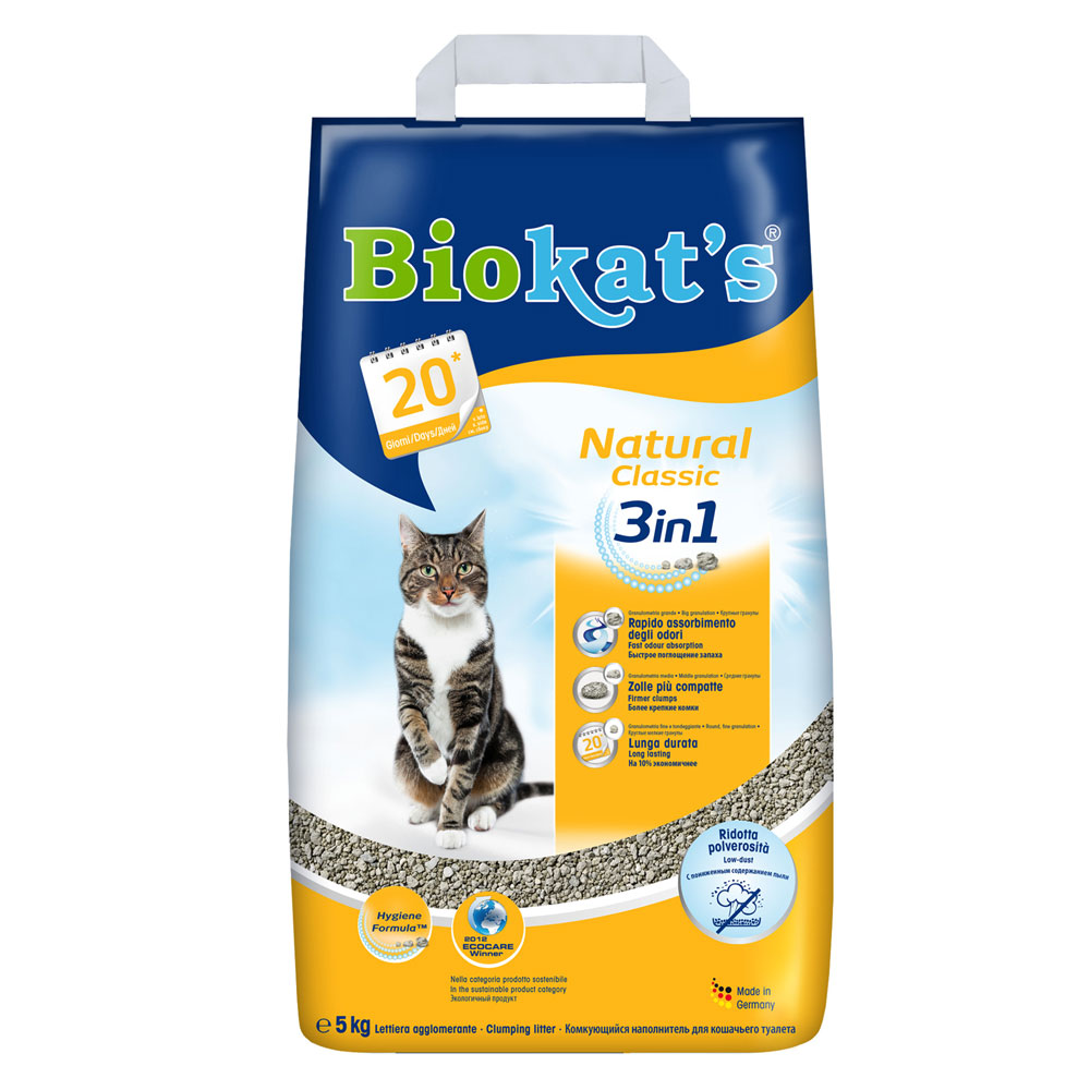 Комкующийся наполнитель для кошачьего туалета Biokat’s Natural Classic 3in1 "Натурал 3 в 1" 