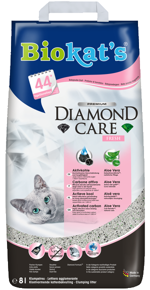 Комкующийся наполнитель для кошачьего туалета Biokat’s Diamond Care Fresh "Чёрный бриллиант Фреш", 8 л