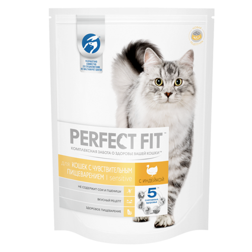 Влажный корм для кошек Perfect Fit Sensitive чувствительное пищеварение, c индейкой в соусе 85 г х 24 шт.