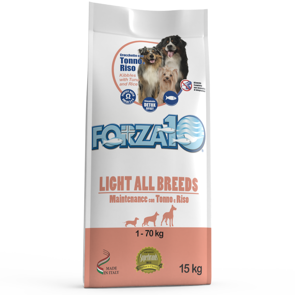 Сухой корм Forza10 Maintenance Adult Light для собак всех пород склонных к ожирению, тунец с рисом 15 кг