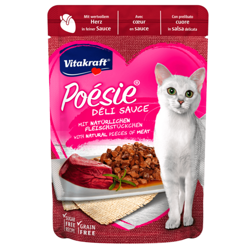 Влажный корм Vitakraft Poesie для взрослых кошек, говяжье сердце в соусе 85 г х 23 шт.