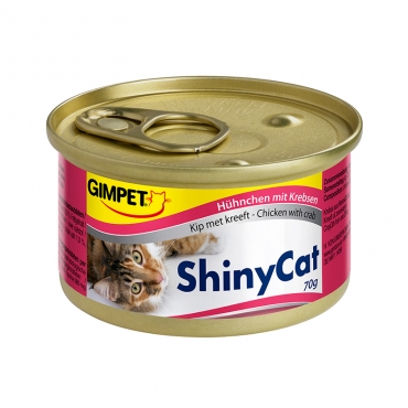 Консервированный корм для кошек Gimpet ShinyCat Цыпленок с крабами 70 г