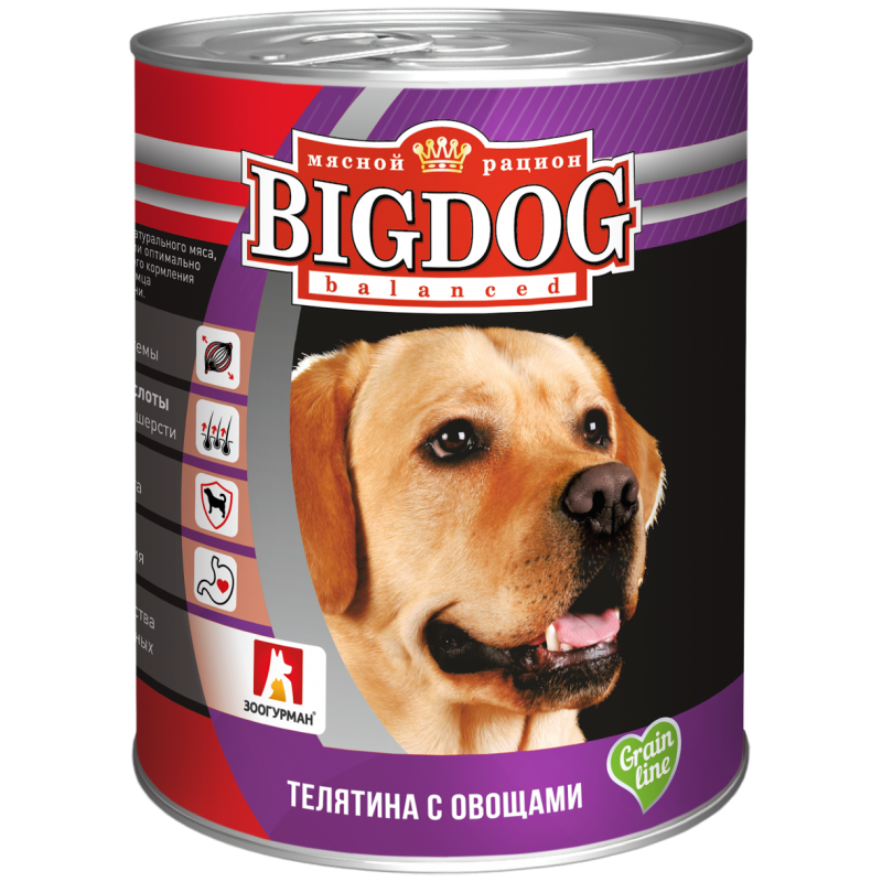 Консервы для собак Зоогурман "Big Dog" Телятина с овощами, 0,85 кг