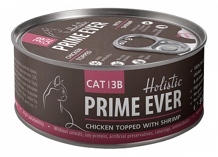 Консервы для кошек Prime Ever 3B Цыпленок с креветками в желе 80 г