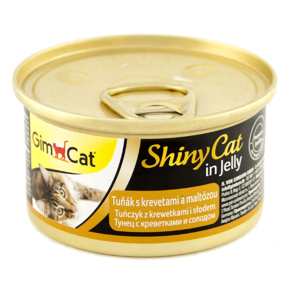 Консервированный корм для кошек Gimpet ShinyCat Тунец с креветками и солодом 70 г