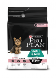 Сухой корм для собак Pro Plan Small & Mini Sensitive Derma с лососем и рисом для щенков малых и карликовых пород с чувствительной кожей 0,8 кг