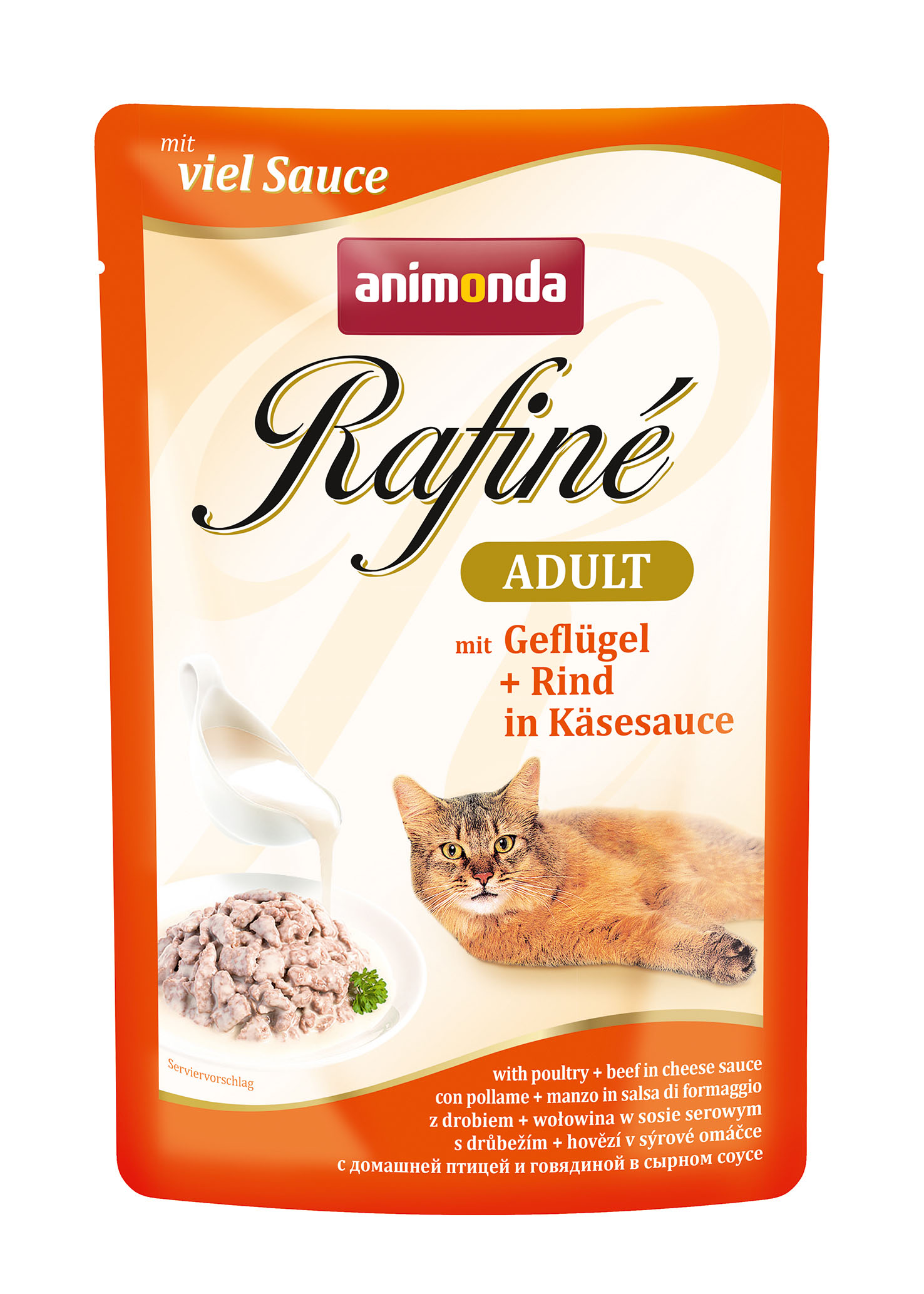 Паучи для кошек Animonda Rafine Soupe Adult с домашней птицей и говядиной в сырном соусе 100 г х 12 шт.