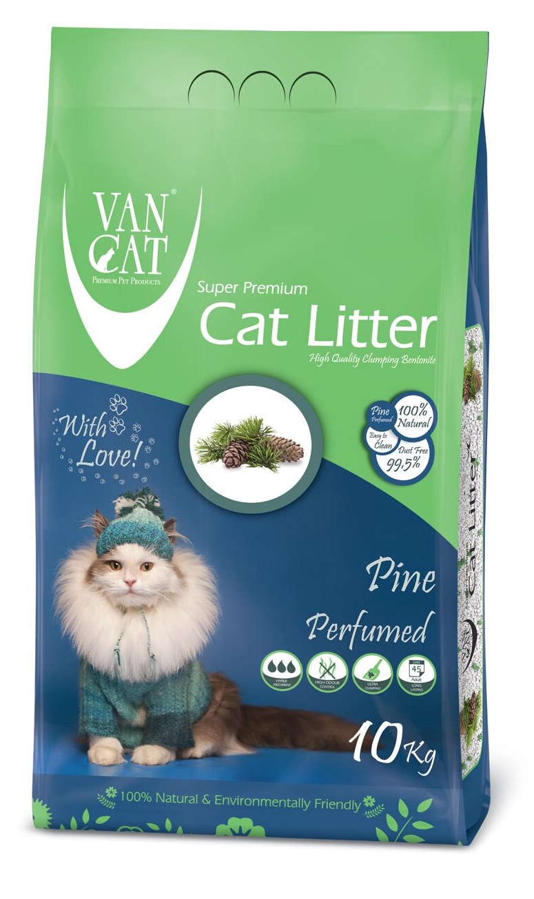 Комкующийся наполнитель для кошачьего туалета Van Cat Pine с ароматом соснового леса, 10 кг