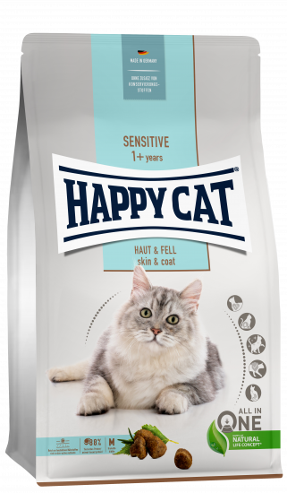 Сухой корм для кошек Happy Cat Sensitive Haut & Fell для блеска шерсти и здоровья кожи