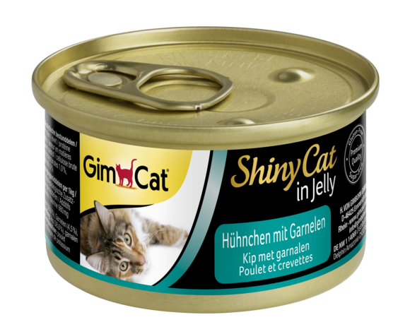 Консервированный корм для кошек Gimpet ShinyCat Цыпленок с креветками 70 г