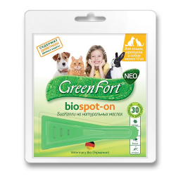 Био Капли для кошек, кроликов и собак до 10 кг Green Fort Bio Spot-on от блох, клещей, власоедов, комаров, 1 мл