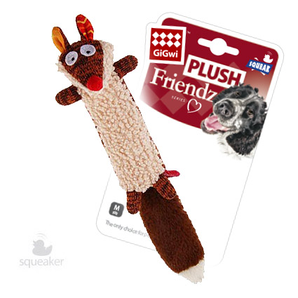 Игрушка для собак GiGwi Plush Friendz "Лиса с пищалкой", прочная 37 X 9 X 8 см