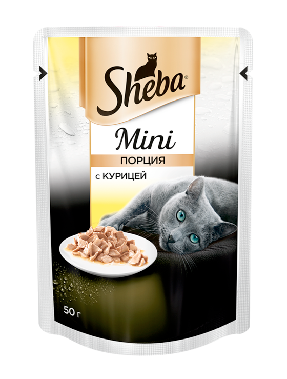 Консервы (пауч) для кошек Sheba Mini с курицей, 50 г х 33 шт.