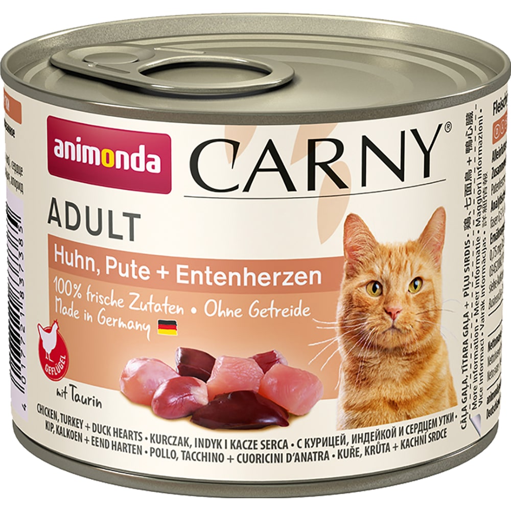 Консервы Animonda Carny Adult Cat для взрослых кошек, с курицей, индейкой и сердцем утки 200 г х 6 шт.