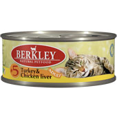 Консервы для кошек Berkley #5 Turkey & Chicken liver Adult индейка с куриной печенью 0,1 кг