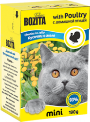 Консервы для кошек Bozita mini кусочки в желе - домашняя птица 190 г
