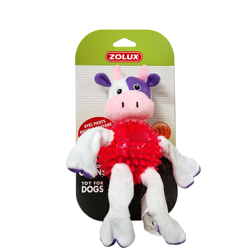 Игрушка для собак Zolux Корова, хлопок+термопластичная резина 23 см 