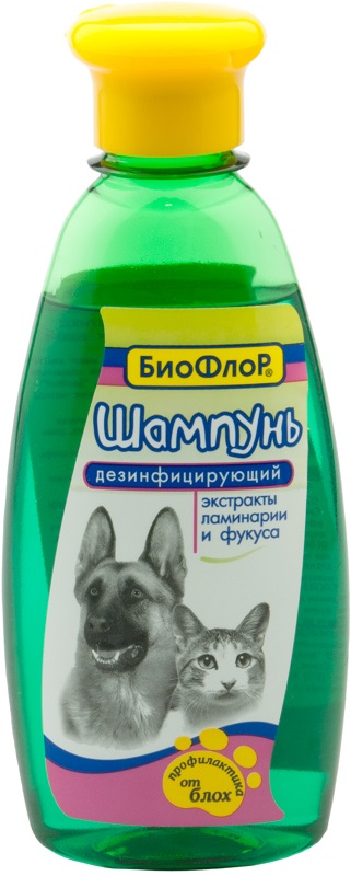 Шампунь для собак и кошек БиоФлор Дезинфицирующий профилактика от блох, с экстрактом ламинарии 245 мл