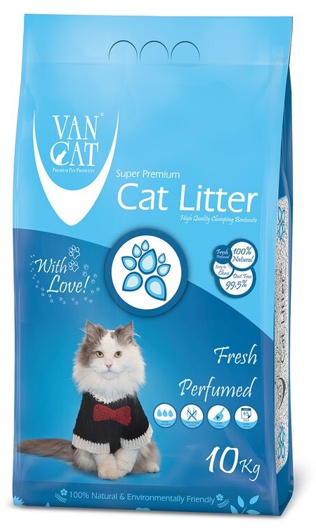 Комкующийся наполнитель для кошачьего туалета Van Cat Fresh обеспыленный с ароматом весенней свежести, пакет 10 кг
