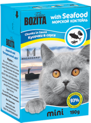 Консервы для кошек Bozita mini кусочки в соусе - морской коктейль 190 г