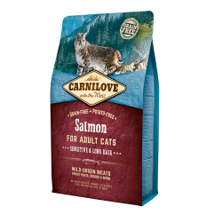 Сухой беззерновой корм для кошек Carnilove Salmon for Adult Cats Sensitive & Long Hair с лососем