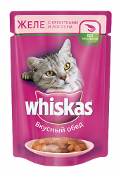 Консервы для кошек WHISKAS "Желе с креветками и лососем" 0,1 кг