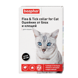Ошейник от блох и клещей для кошек Beaphar (Беафар) Flea&Tick collar чёрный, 35 см