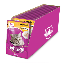 Консервы (пауч) для кошек Whiskas Крем-суп с индейкой, 85 г × 24 штуки