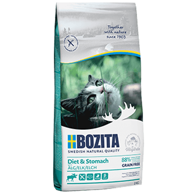 Сухой корм Bozita Diet & Stomach Grain Free Elk для кошек с чувствительным пищеварением или с избыточным весом, с мясом лося