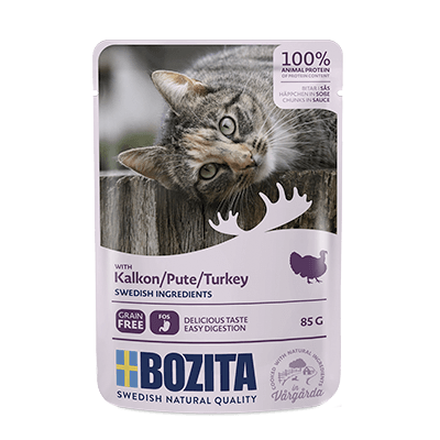 Влажный корм для кошек Bozita Turkey кусочки в соусе с индейкой, 85 г х 12 шт.