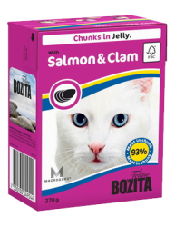 Консервы для кошек Bozita Feline Salmon & Clam мясные кусочки в желе с Лососем и Мидиями 370 г