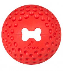 Мяч для собак Rogz Gumz Medium GU02С из литой резины с отверстием для лакомств, красный 6,4 см