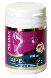 Витамины для кошек Polidex (Полидекс Супер Вул) Super wool для шерсти и кожи, 200 таблеток