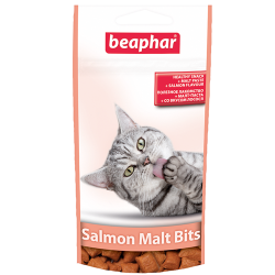 Лакомство для кошек Beaphar Salmon Malt Bits Подушечки с лососем для выведения шерсти, 35 г