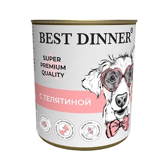 Консервы для щенков и юниоров Best Dinner "Мясные деликатесы" Телятина 0,34 кг